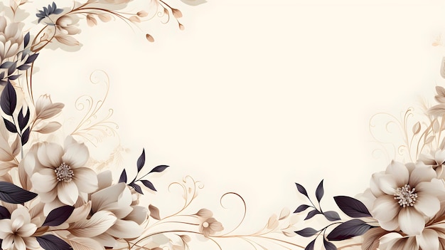 a floral frame with white flowers on a beige background Abstract Ivory foliage background with