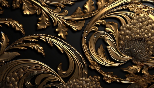 Floral gold luxury background generative ai