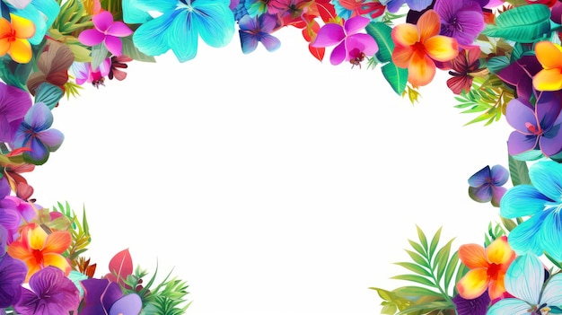 Floral grens frame kaart sjabloon veelkleurige bloemen bladeren voor banner bruiloft kaart