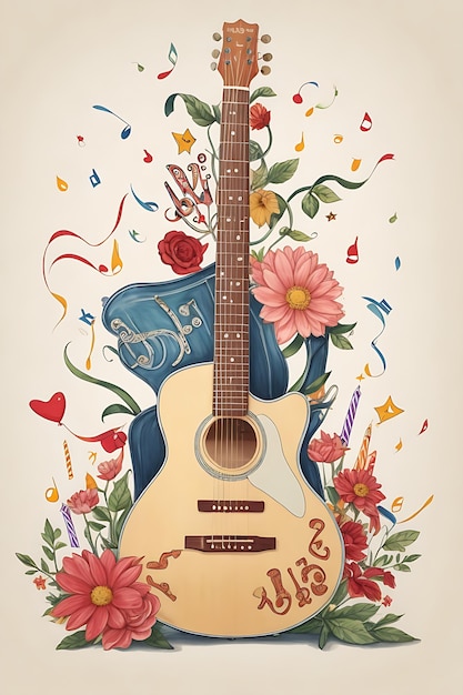 Floral guitar art