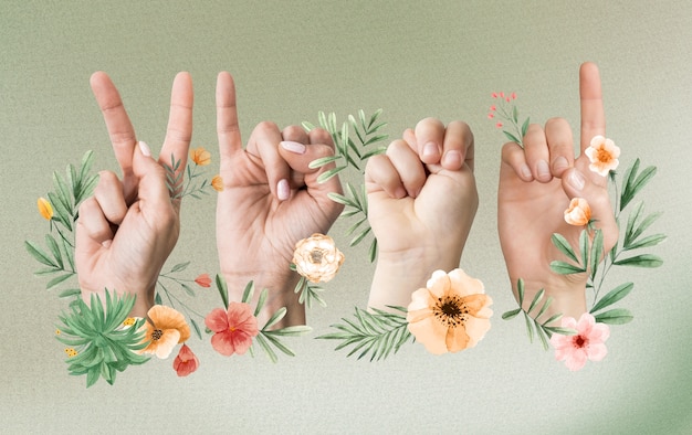 写真 手話を使った花の手