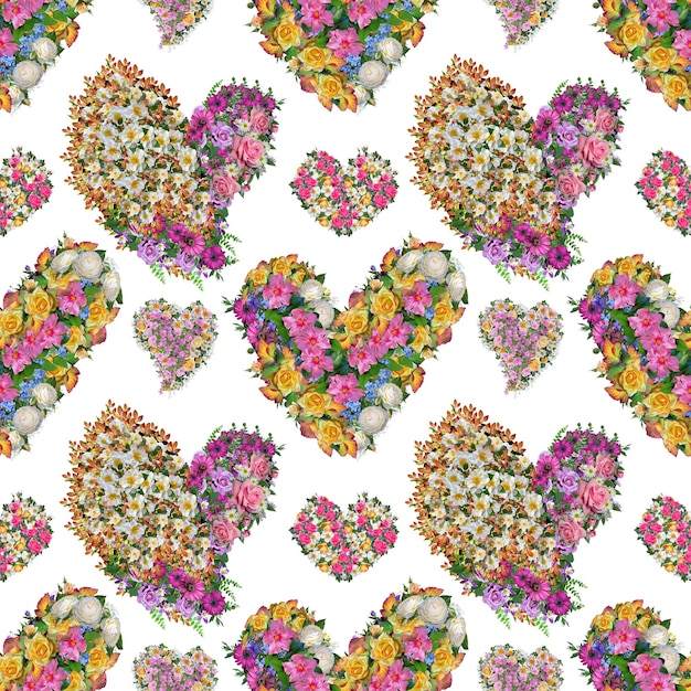 Photo floral heart seamless pattern flower heart seamless pattern heart seamless pattern heart pattern valentines day seamless pattern