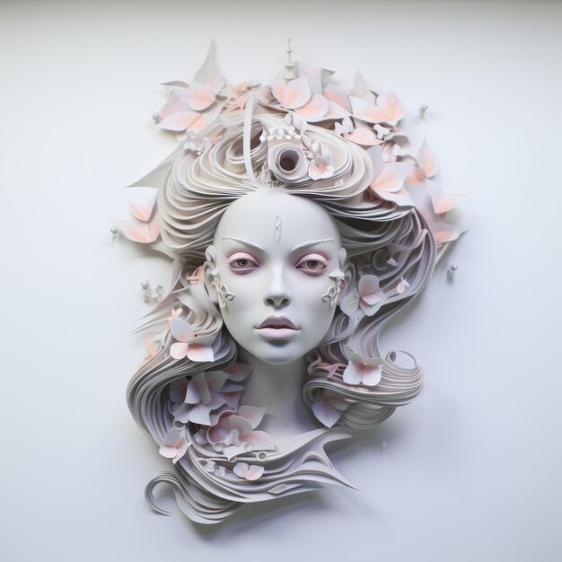 Floral Human Head Sculpture Artgerm Inspired Wall Installation