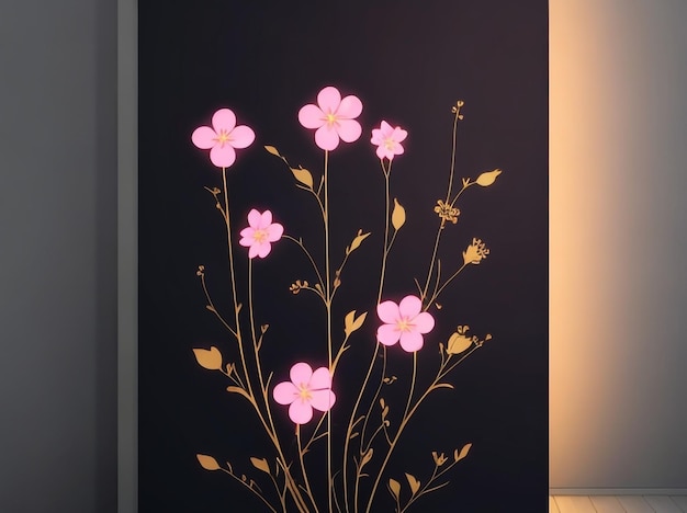 Floral Illumination A FullScreen Canvas Bathed in Neon Light