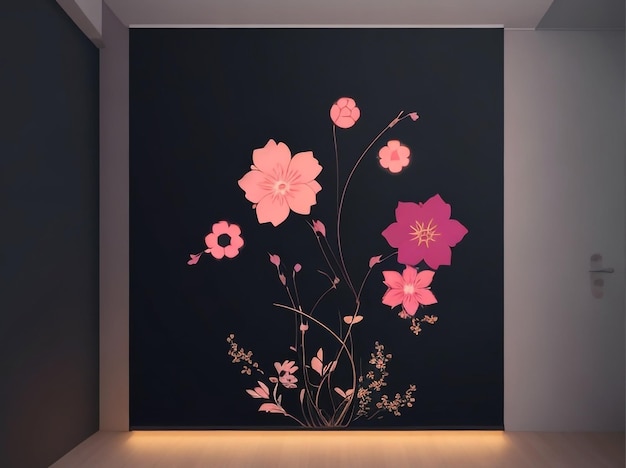 Floral Illumination A FullScreen Canvas Bathed in Neon Light