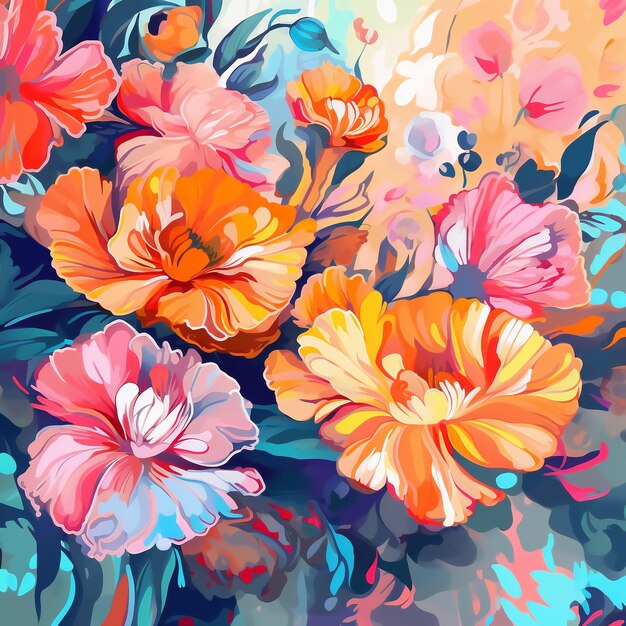 Floral image with watercolor effect Suitable for background Vibrant color