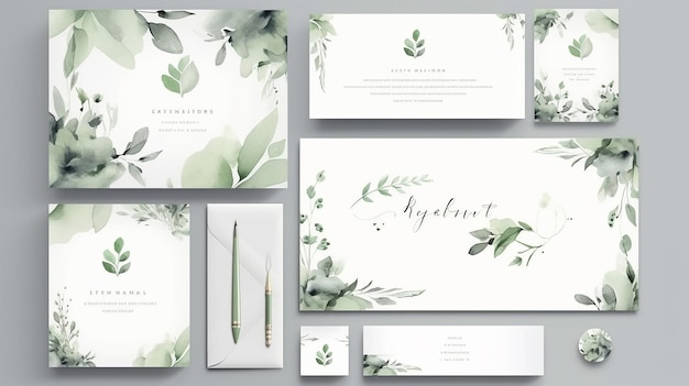 Photo floral invitation page template