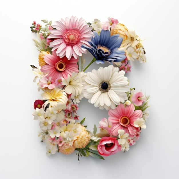 Floral Letter C Clipart on White Background AI Generated