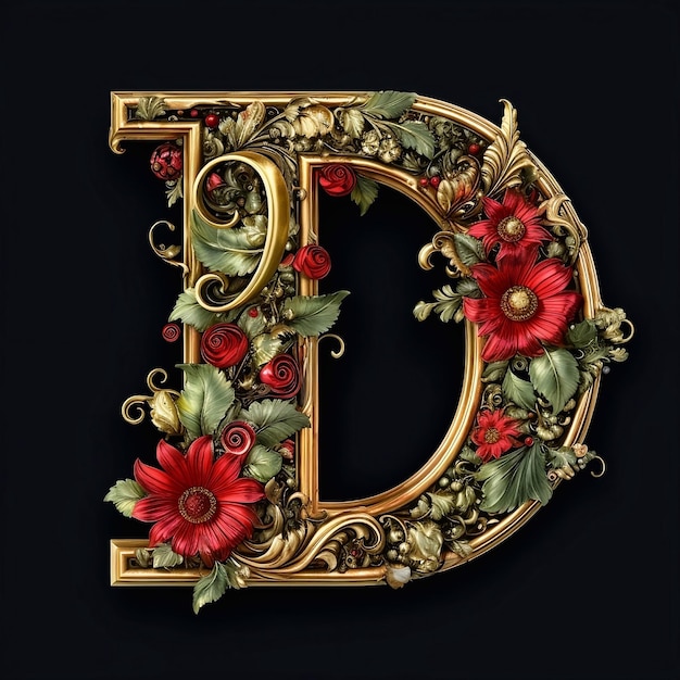 Floral letter D