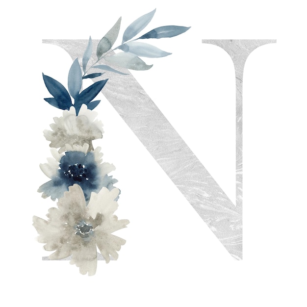 Floral letter N with peonies