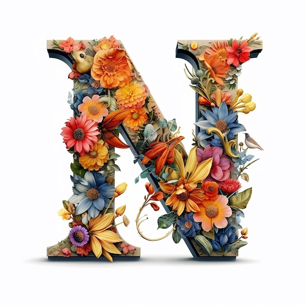 Photo floral letter n