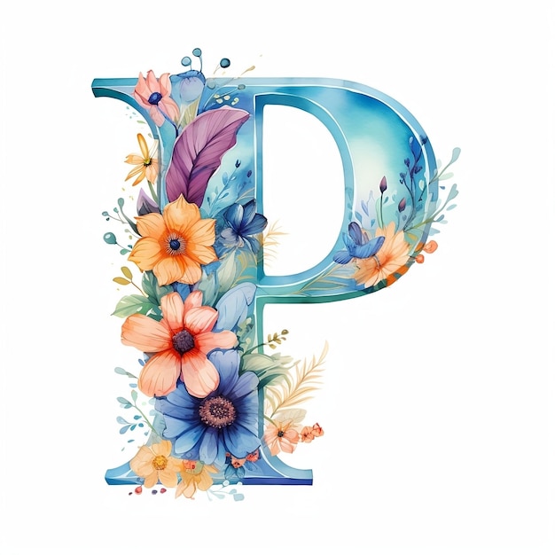 Floral letter P