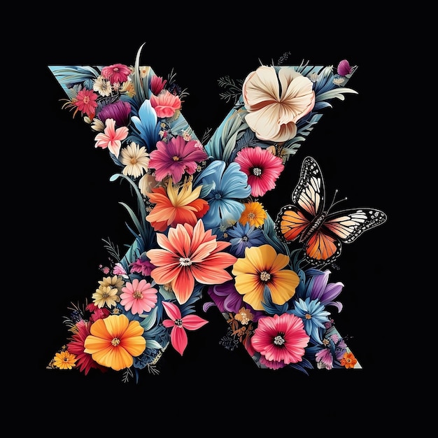 Floral letter X