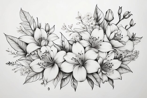 Foto disegno di tatuaggio a linee floreali