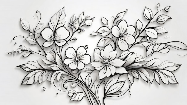 floral line art