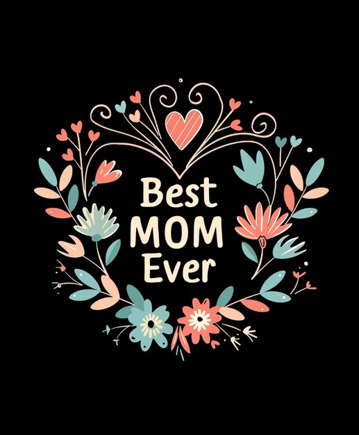 Photo a floral logo for best mom ever