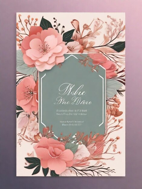 Floral and luxurious wedding invitation card template