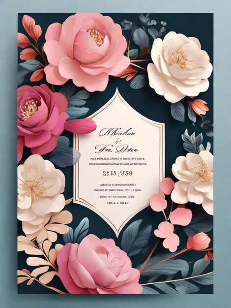 Floral and luxurious wedding invitation card template