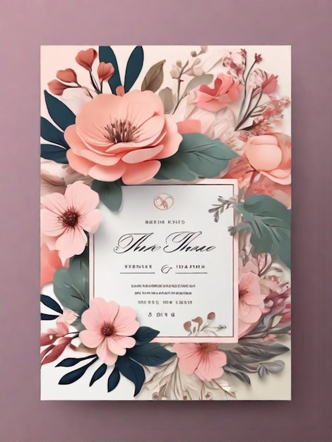 Photo floral and luxurious wedding invitation card template