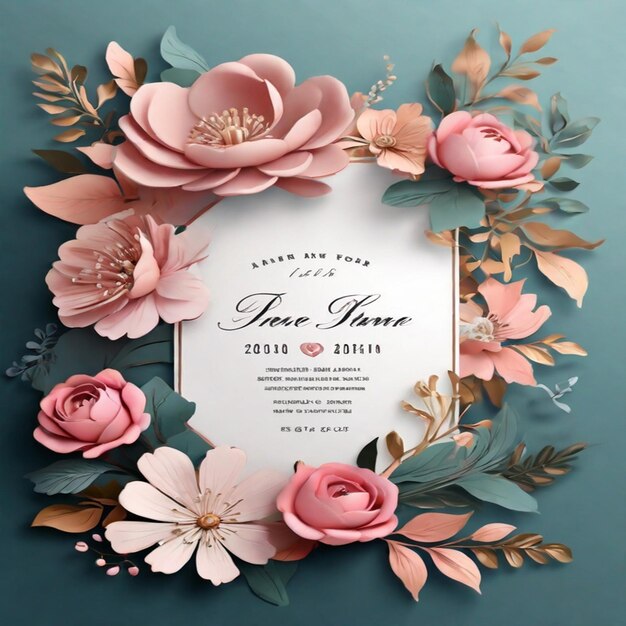 Photo floral and luxurious wedding invitation card template