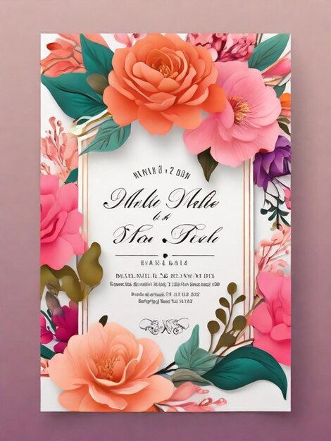 Photo floral and luxurious wedding invitation card template