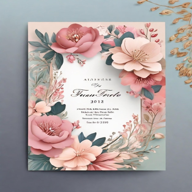 Photo floral and luxurious wedding invitation card template