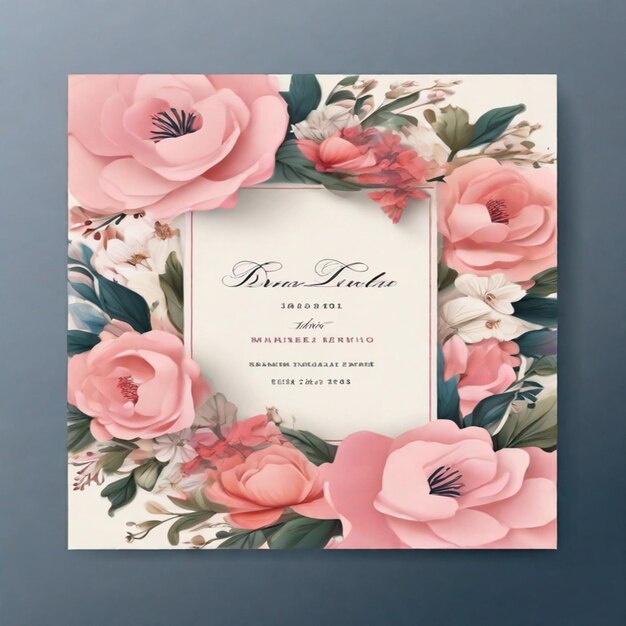 Photo floral and luxurious wedding invitation card template