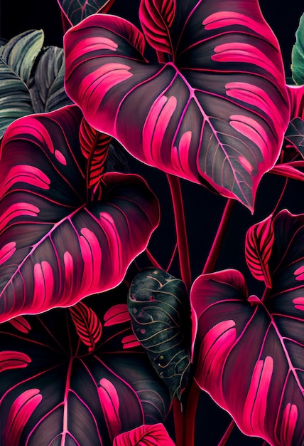 Floral magenta Alocasia Amazonica abstracte achtergrond