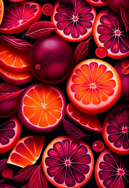 Floral magenta orange abstract background