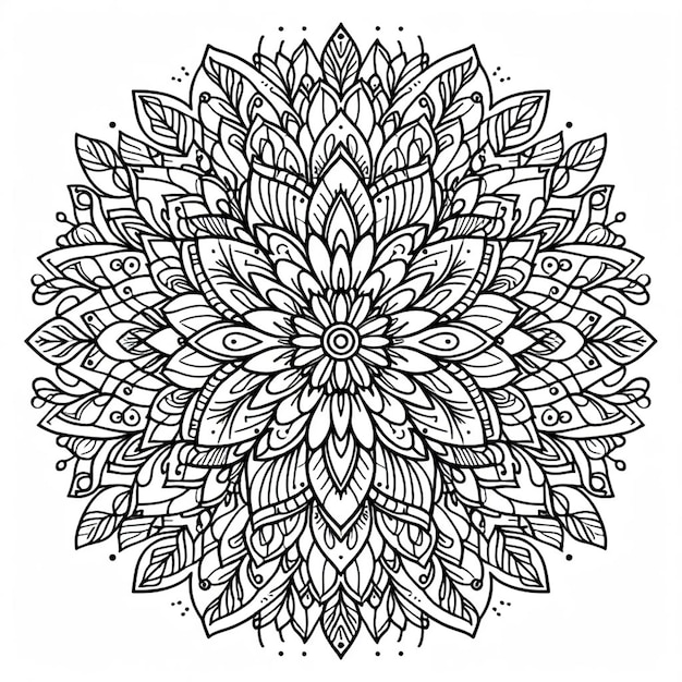 Floral Mandala Coloring Page Generative Ai