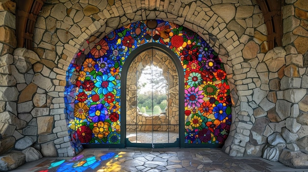 Photo the floral mandala mosaic in arched splendor