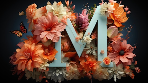 Floral monogram HD 8K wallpaper Stock Photographic Image
