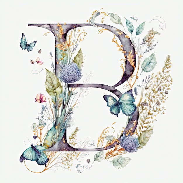 Floral monogram letter B voor uw prachtige ontwerpen generatieve ai