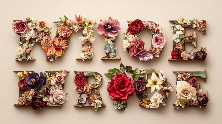 Photo floral my love letter art on a beige background