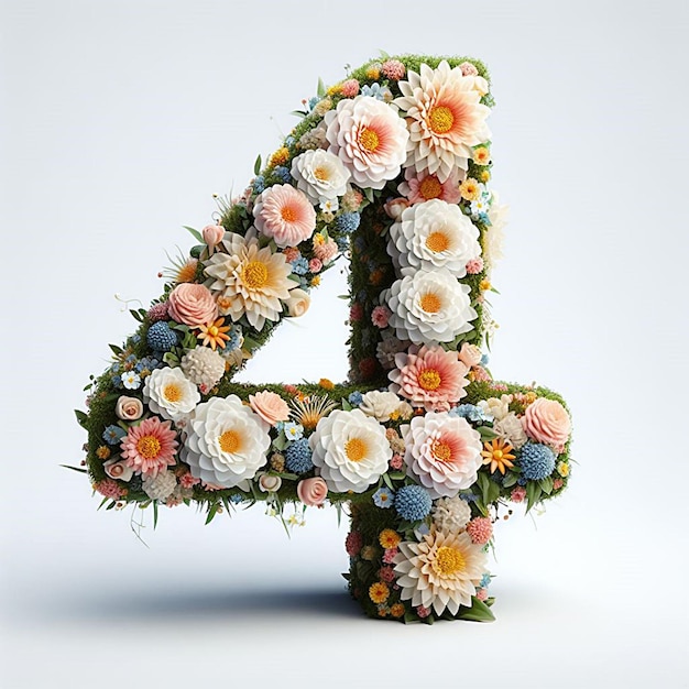 floral nature number font flower summer bouquet spring character design alphabet beautifu