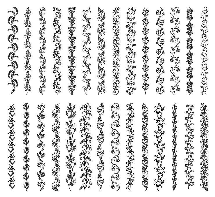 Photo floral ornament border and brocade divider vector