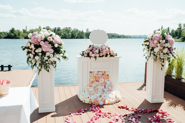 Floral ornaments on a pier