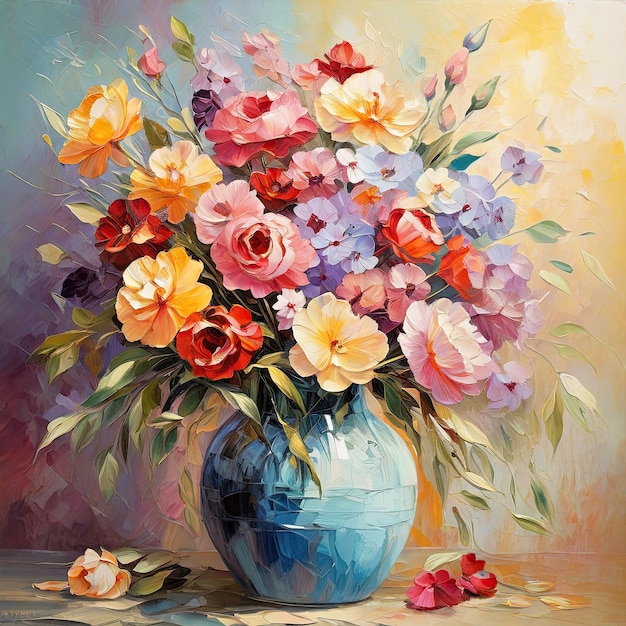 Цветочная картина Красивый букет ярких цветов иллюстрация