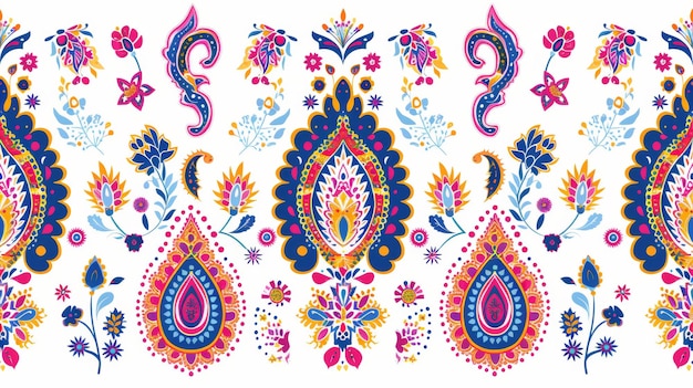 Floral paisley embroidery on white background Traditional Aztec style abstract modern illustration Suitable for textiles clothes wrappings and decor