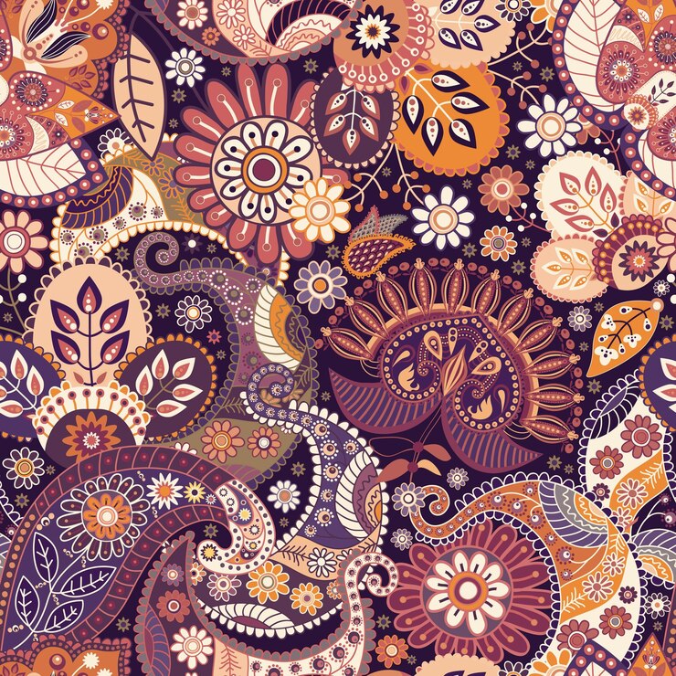Photo floral paisley pattern. indian wallpaper