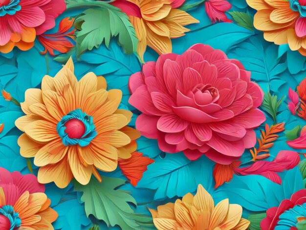 Floral pattern background with sharp and bright colors