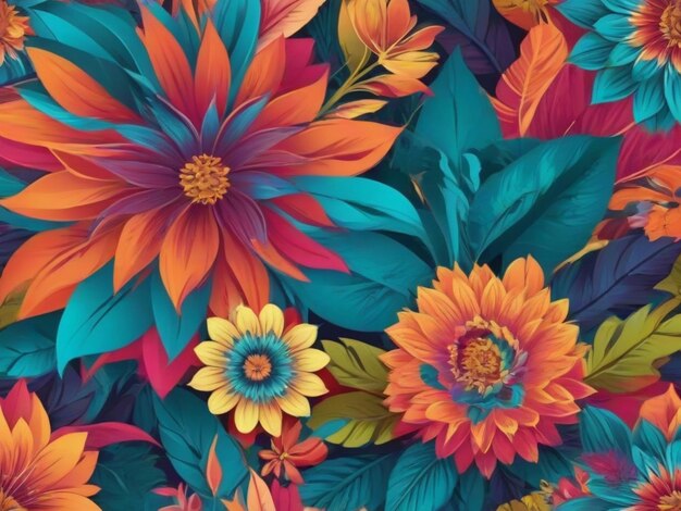 Floral pattern background with sharp and bright colors