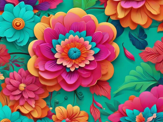 Floral pattern background with sharp and bright colors