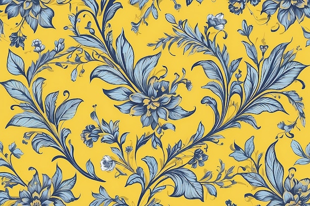 Floral pattern design on yellow background