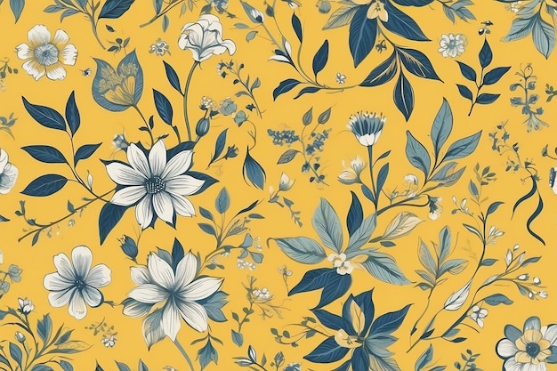 Floral pattern design on yellow background