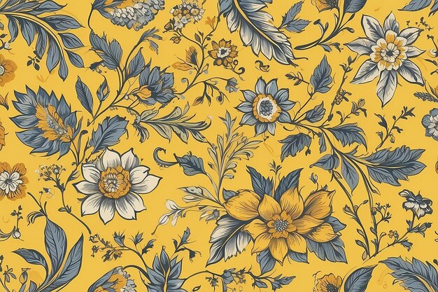 Floral pattern design on yellow background