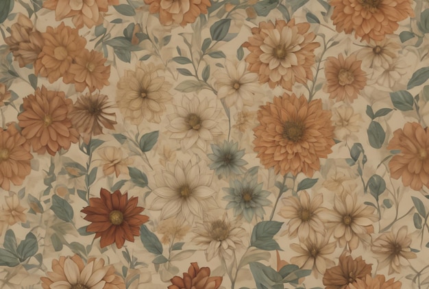 The floral pattern of the floral wallpaper.