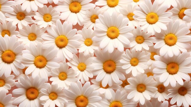 Floral pattern made of chamomile daisy flower buds Valentine's background