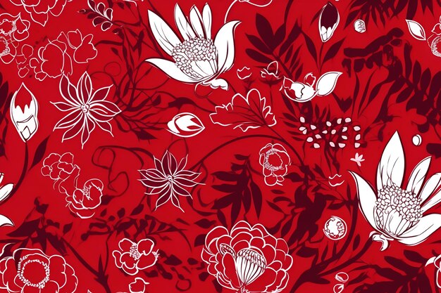 Floral pattern Seamless pattern with decorative flowers and plants AI generated