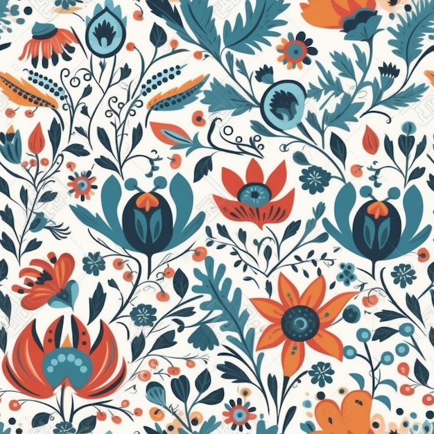 A floral pattern with a bird on the top.